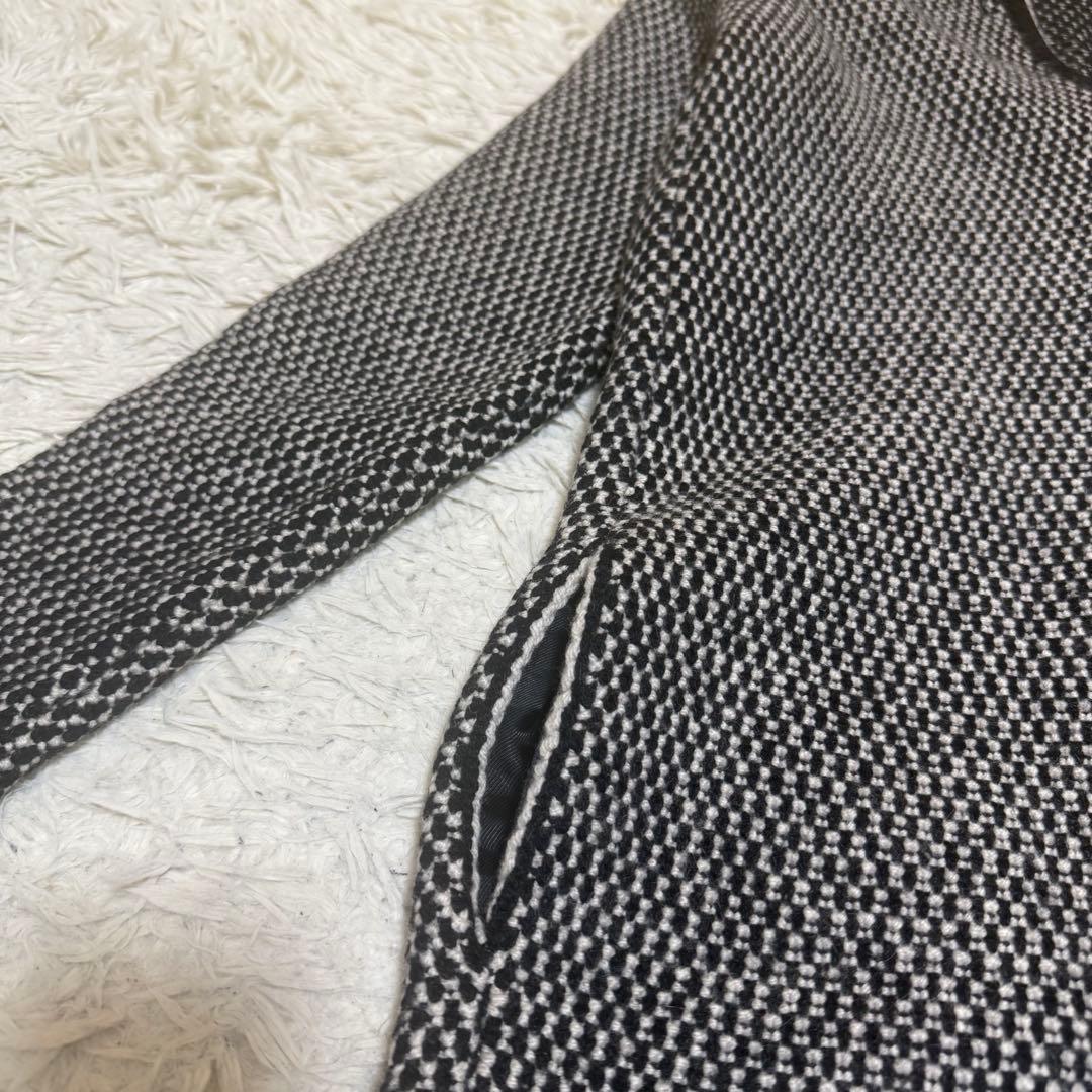 カシミヤ混/美品✨マックスマーラ ロングコート 千鳥柄 S カーディガン 白黒