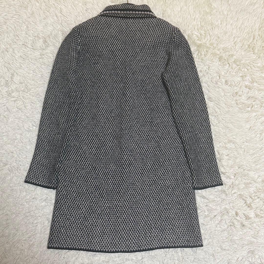 カシミヤ混/美品✨マックスマーラ ロングコート 千鳥柄 S カーディガン 白黒