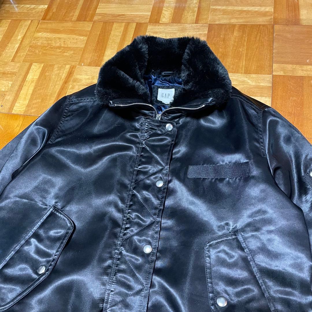 【希少】00s GAP / fur bomber jacket MA1 光沢