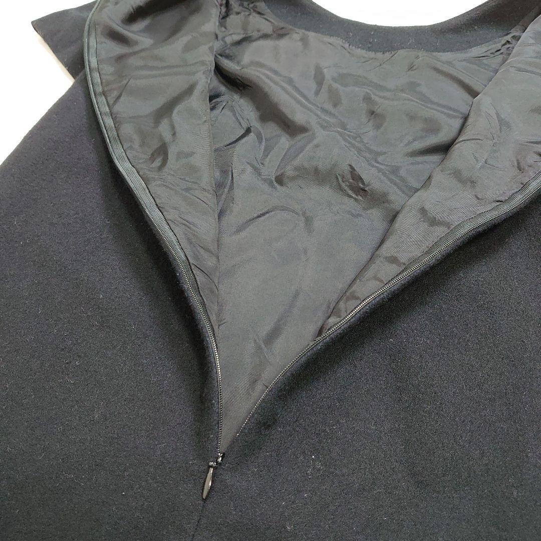 エムズグレイシー カメリアワンピース 花柄 黒 L ウール キュプラ