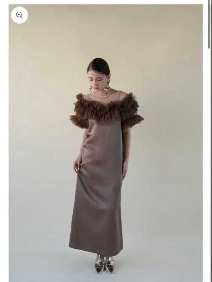 Acka. volume tulle dress ブラウン