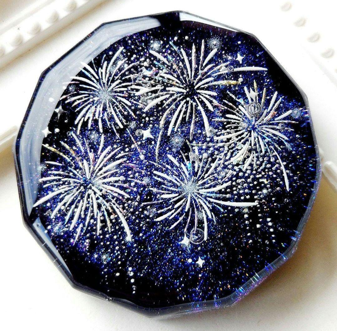 【1581】メグえもん　レジン　花火　ヘアゴム　ポニーフック　ブロ―チ