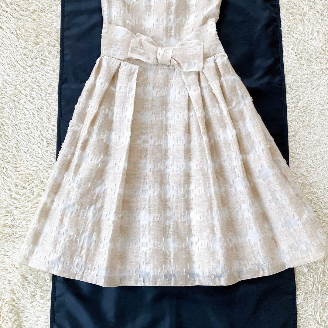 美品✨フォクシー Hydrangea リネン混 ノースリーブ ワンピース 38