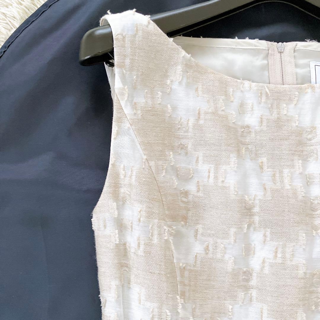 美品✨フォクシー Hydrangea リネン混 ノースリーブ ワンピース 38