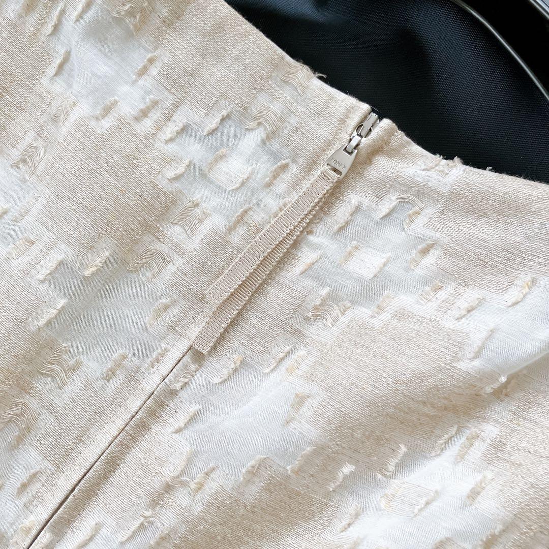 美品✨フォクシー Hydrangea リネン混 ノースリーブ ワンピース 38