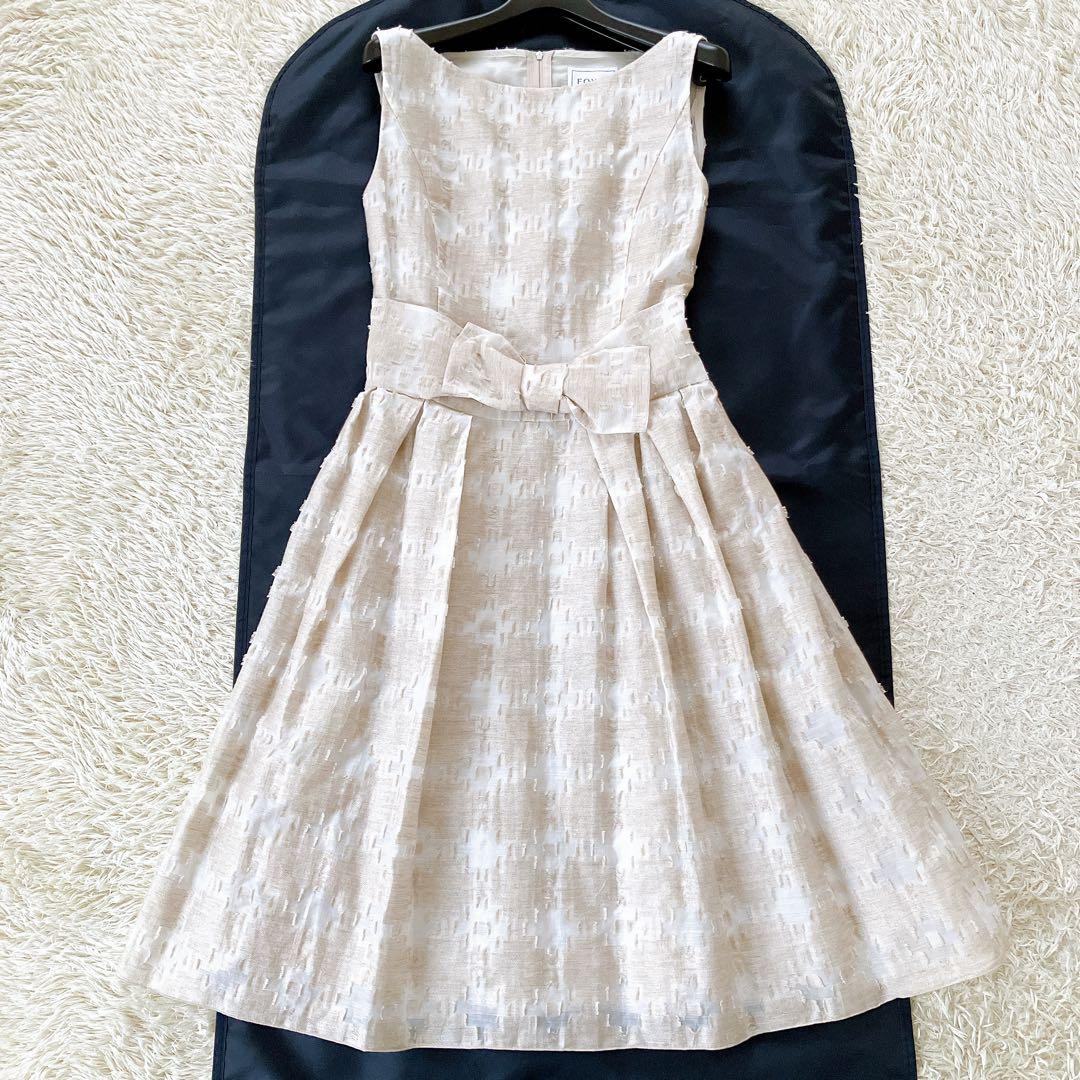 美品✨フォクシー Hydrangea リネン混 ノースリーブ ワンピース 38