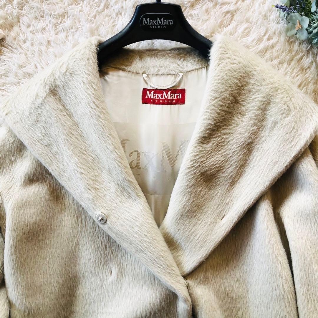着用1回✨マックスマーラ ロングコート アルパカ フード ライトベージュ 40