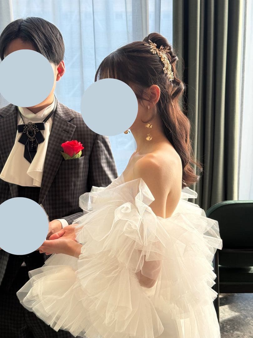 ウェディングドレス チュール袖