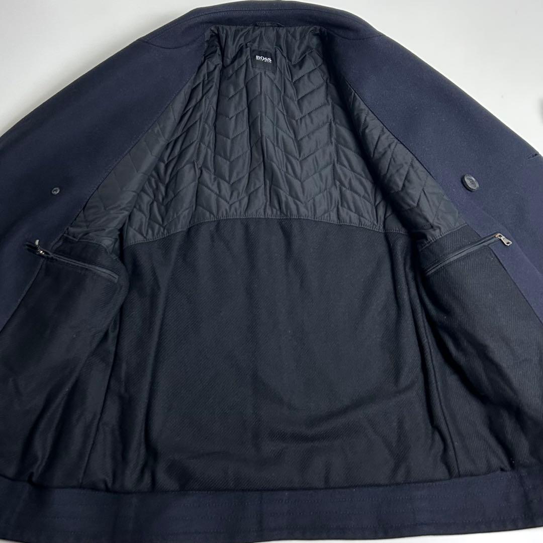 定価10万〜【美品】ヒューゴボス/バージンウールダブルブレストコート/カシミヤ混