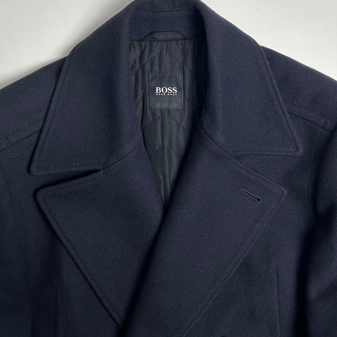 定価10万〜【美品】ヒューゴボス/バージンウールダブルブレストコート/カシミヤ混