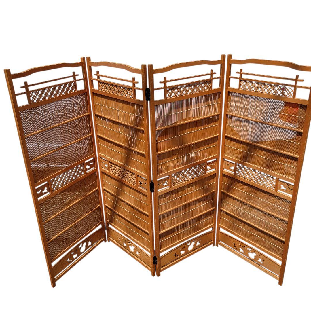 【希少】簾屏風 御簾屏風 彫り パーテーション 衝立 ヴィンテージ 昭和レトロ