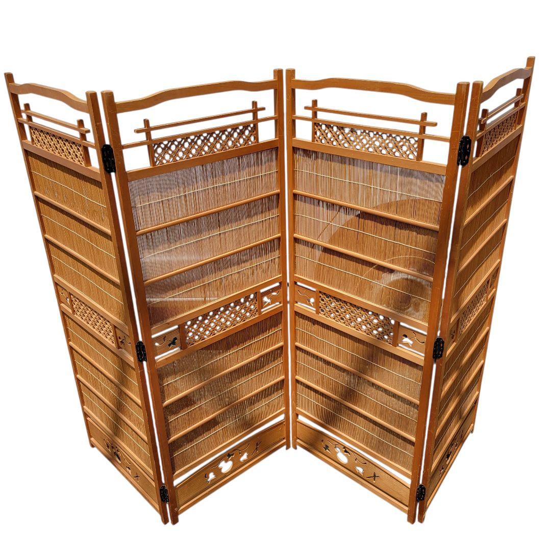 【希少】簾屏風 御簾屏風 彫り パーテーション 衝立 ヴィンテージ 昭和レトロ