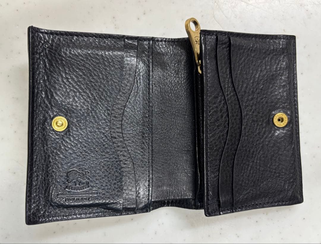 IL BISONTE 二つ折り財布 黒　OLIVETA