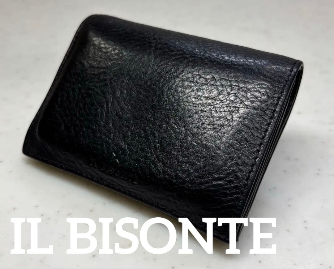 IL BISONTE 二つ折り財布 黒　OLIVETA