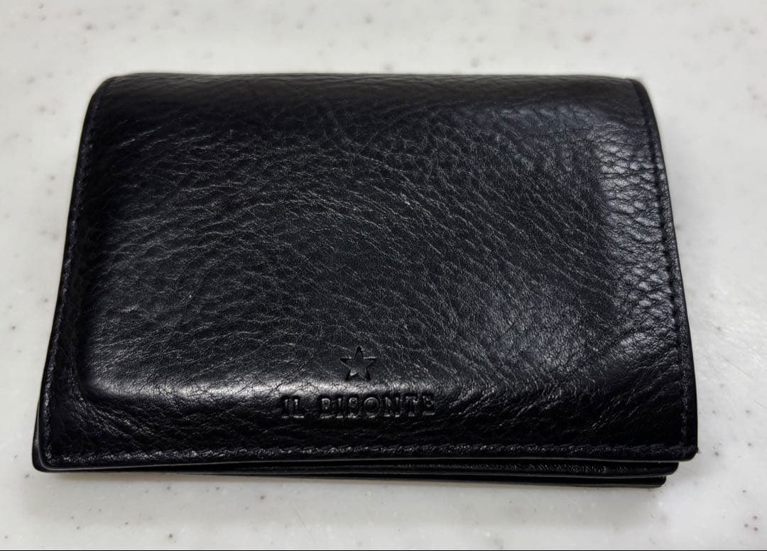IL BISONTE 二つ折り財布 黒　OLIVETA