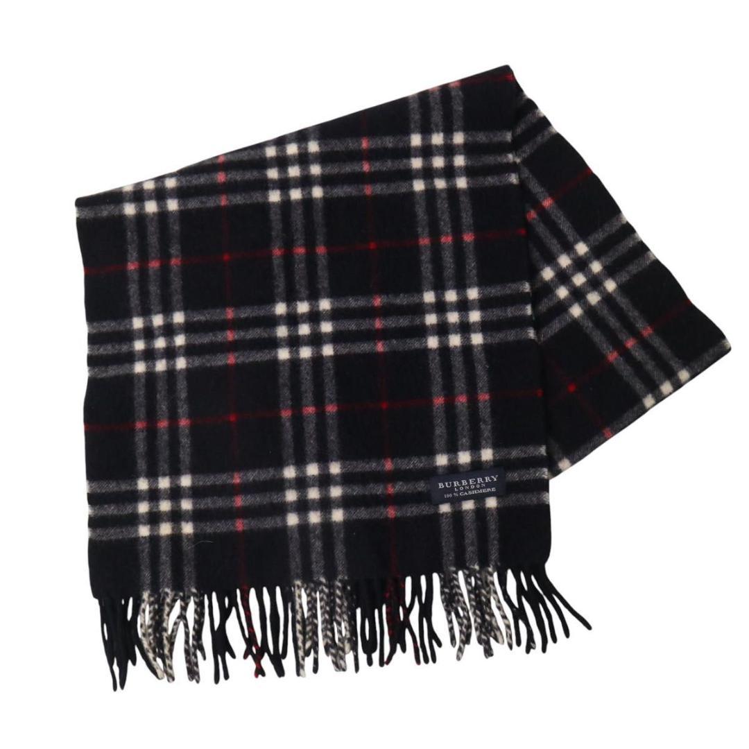 BURBERRY バーバリーロンドン カシミヤ マフラー チェック フリンジ