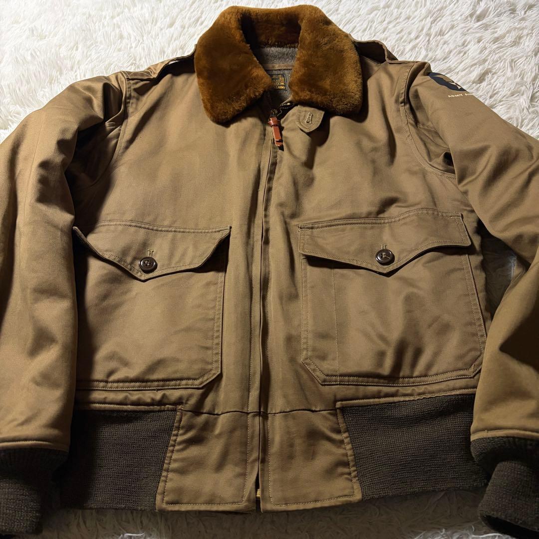 【雰囲気抜群】バズリクソンズ　フライトジャケット　B-10 襟ボア　カーキ　38