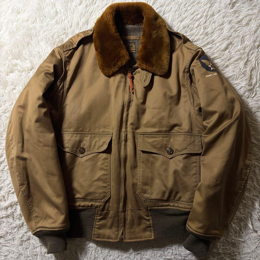 【雰囲気抜群】バズリクソンズ　フライトジャケット　B-10 襟ボア　カーキ　38