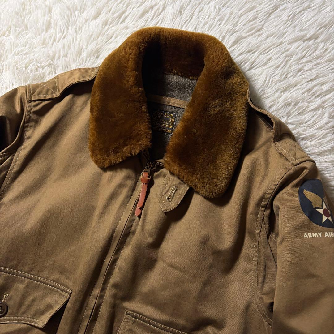 【雰囲気抜群】バズリクソンズ　フライトジャケット　B-10 襟ボア　カーキ　38