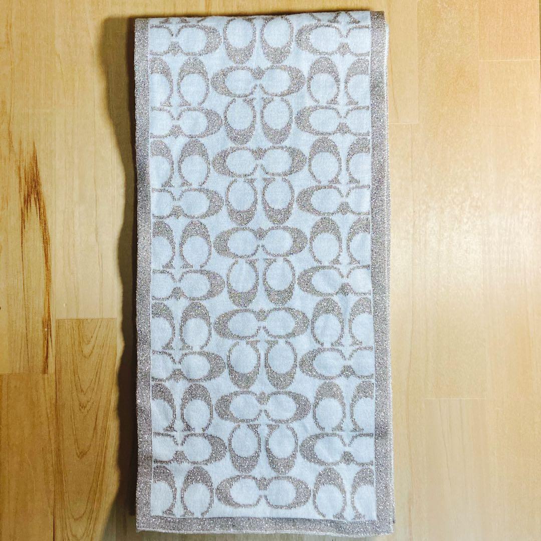 新品未使用★COACH 帽子＆マフラーセット リバーシブル シャンパンゴールド