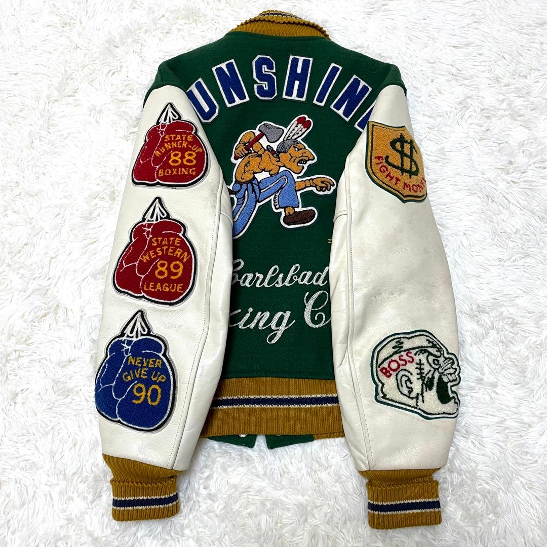 Whitesville スタジャン 38 M相当 袖レザー ボクシングモチーフ