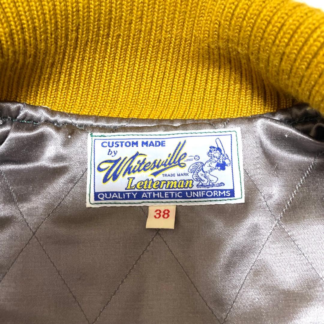 Whitesville スタジャン 38 M相当 袖レザー ボクシングモチーフ