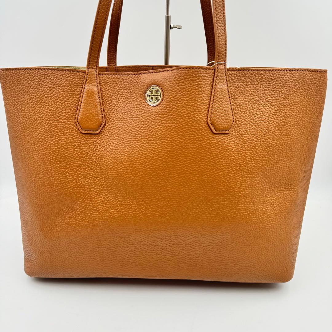 新品✨TORYBURCH トートバッグ　ブラウン　オールレザー　A4収納