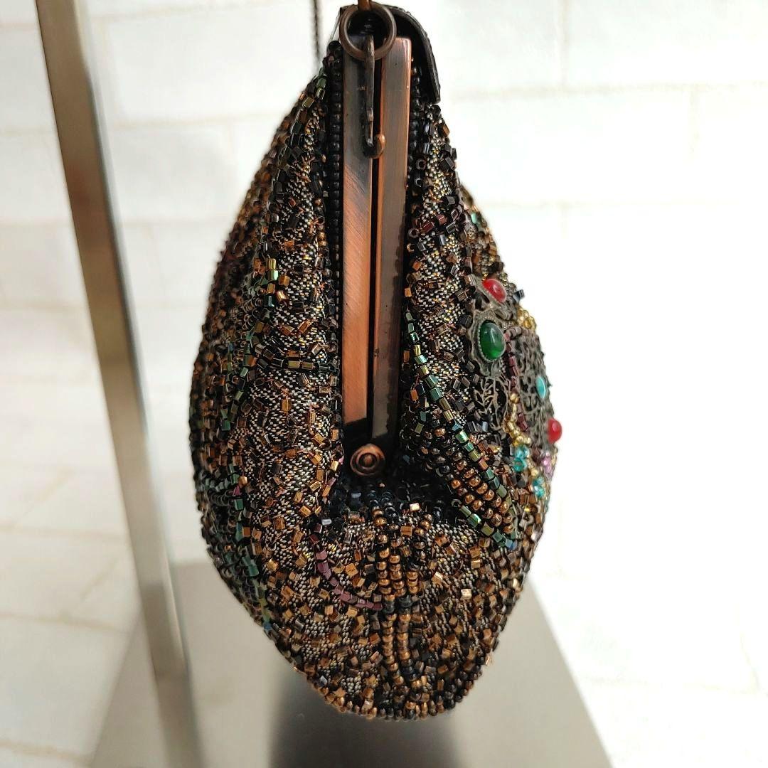 ルミーはしもと 総ビーズ ハンドバッグ がま口 皇室御用達 アンティークビジュー