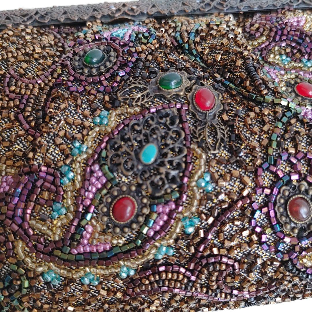 ルミーはしもと 総ビーズ ハンドバッグ がま口 皇室御用達 アンティークビジュー