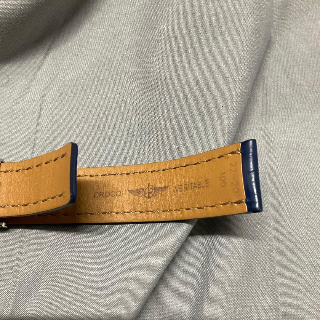 9*便様 BREITLING レザーベルト ネイビー 22mm