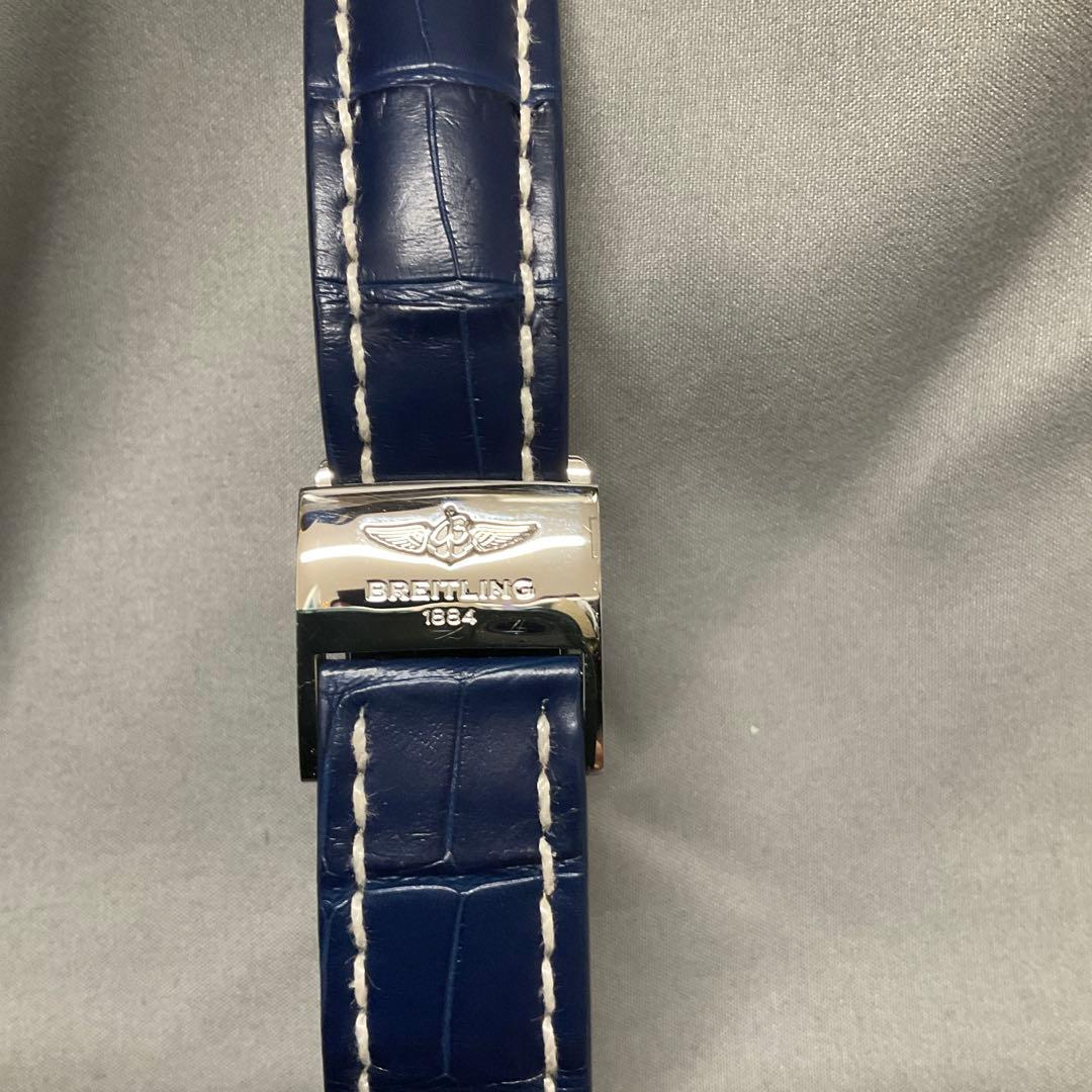 9*便様 BREITLING レザーベルト ネイビー 22mm