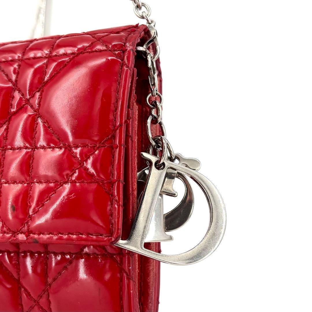 Dior レディディオール チェーンウォレット パテントレザー