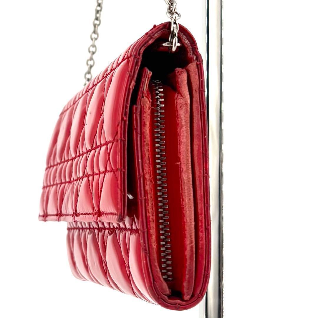 Dior レディディオール チェーンウォレット パテントレザー