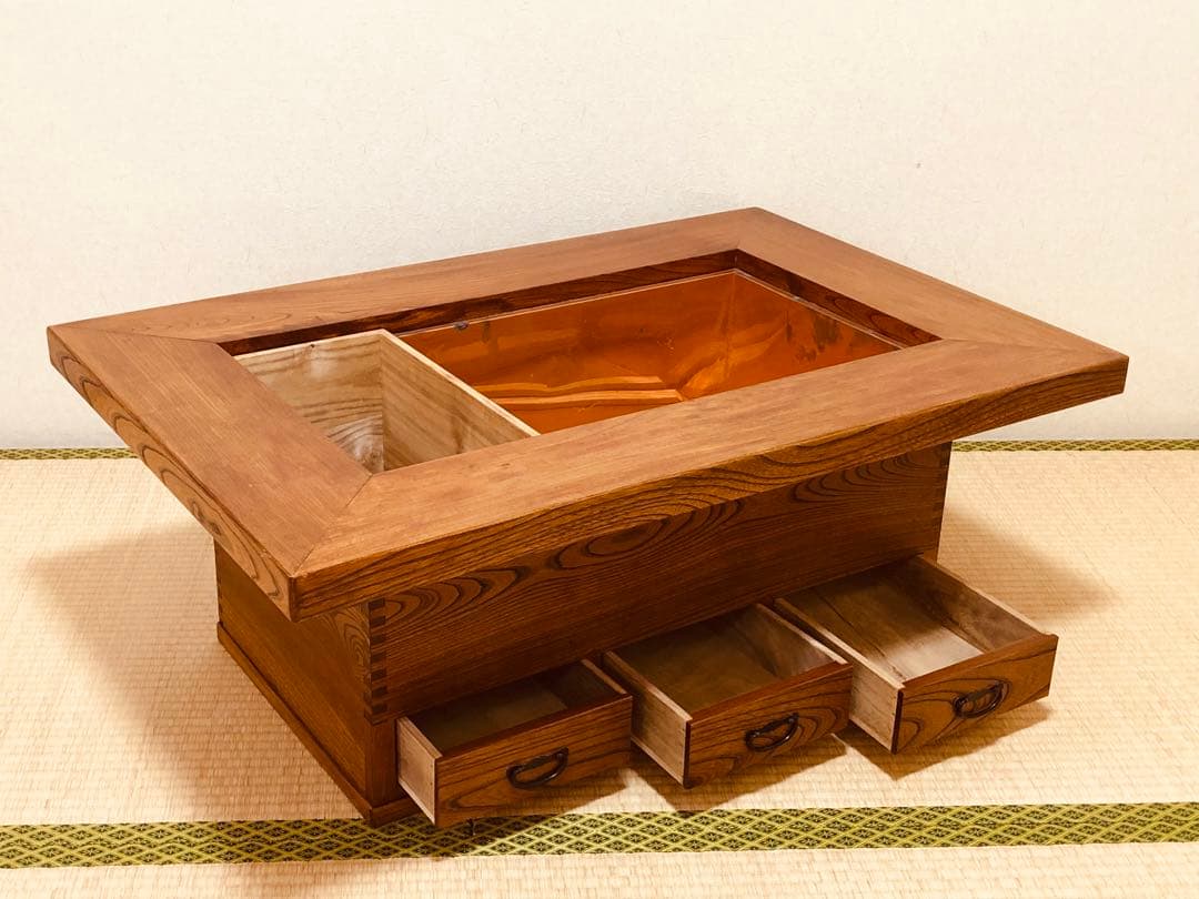 珍しい ほぞ組 欅 けやき 天然木 囲炉裏 火鉢 暖炉重量約27.4kg