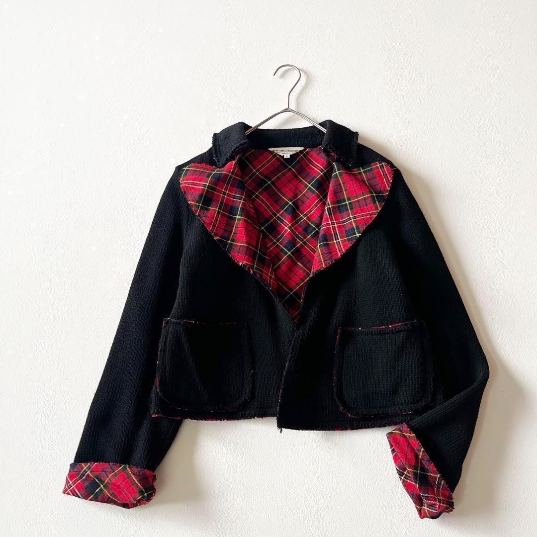 ▼希少レア✨ローブドシャンブル✨コムデギャルソン✨ニットジャケット 裏地チェック