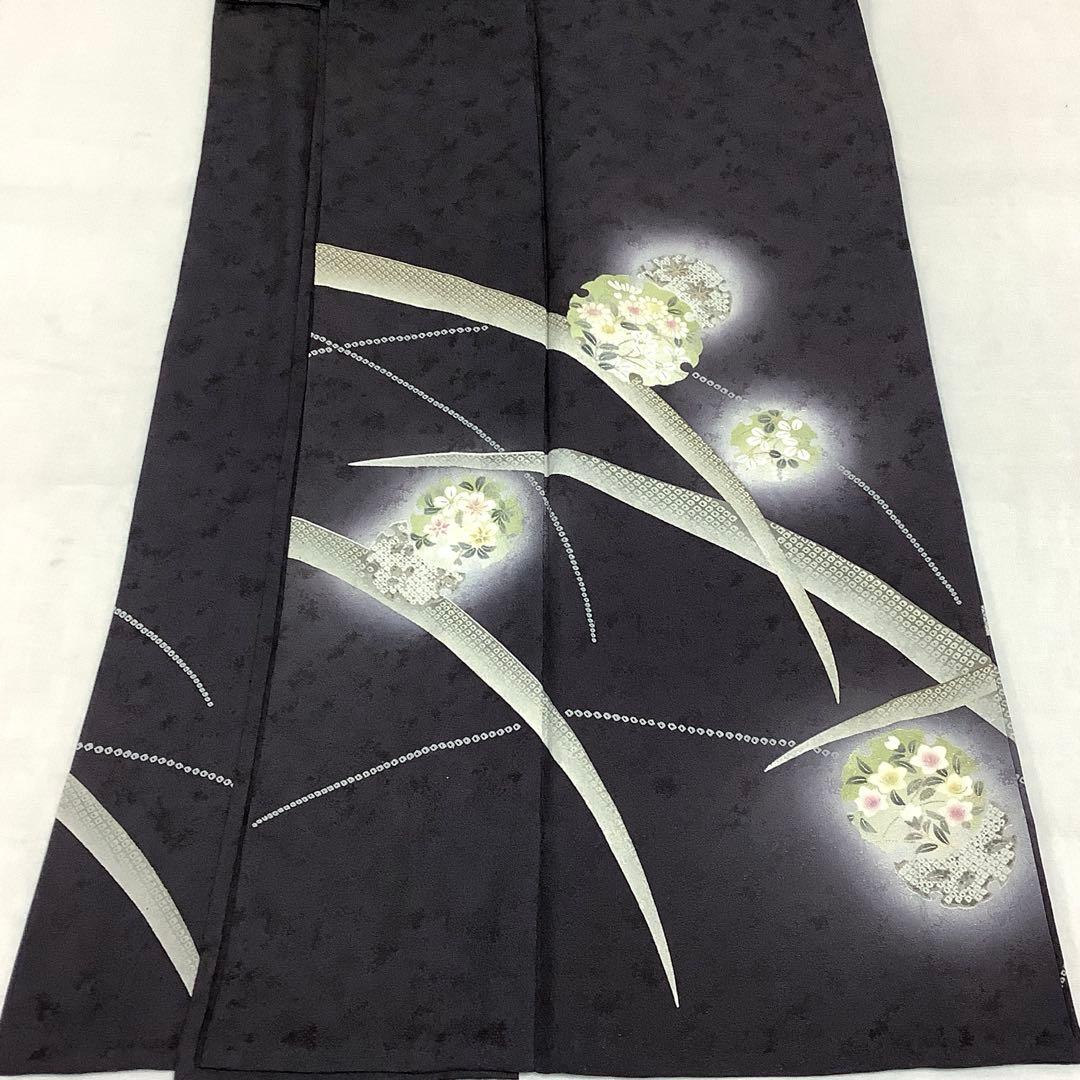 【惣次郎】おすすめ！人気の単衣！正絹訪問着〜焦茶色地に芝・雪輪〜