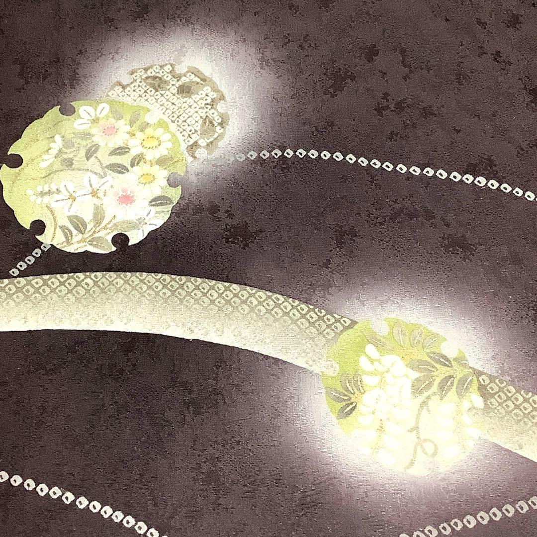 【惣次郎】おすすめ！人気の単衣！正絹訪問着〜焦茶色地に芝・雪輪〜