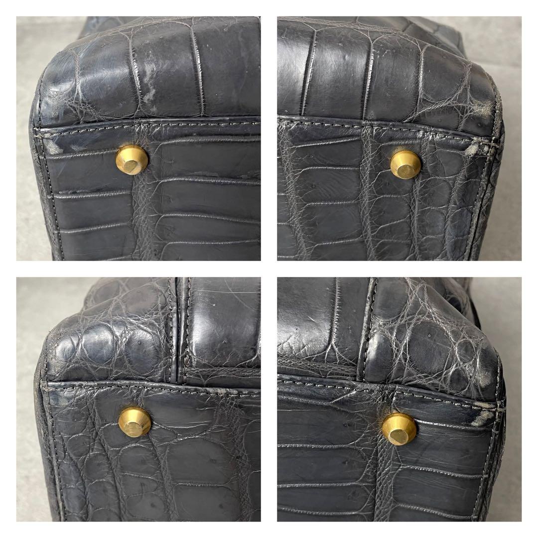 極希少 JRAクロコダイル マット トートバッグ センター取り グレー