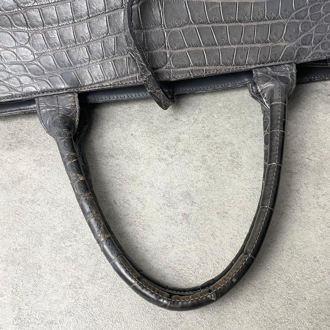 極希少 JRAクロコダイル マット トートバッグ センター取り グレー