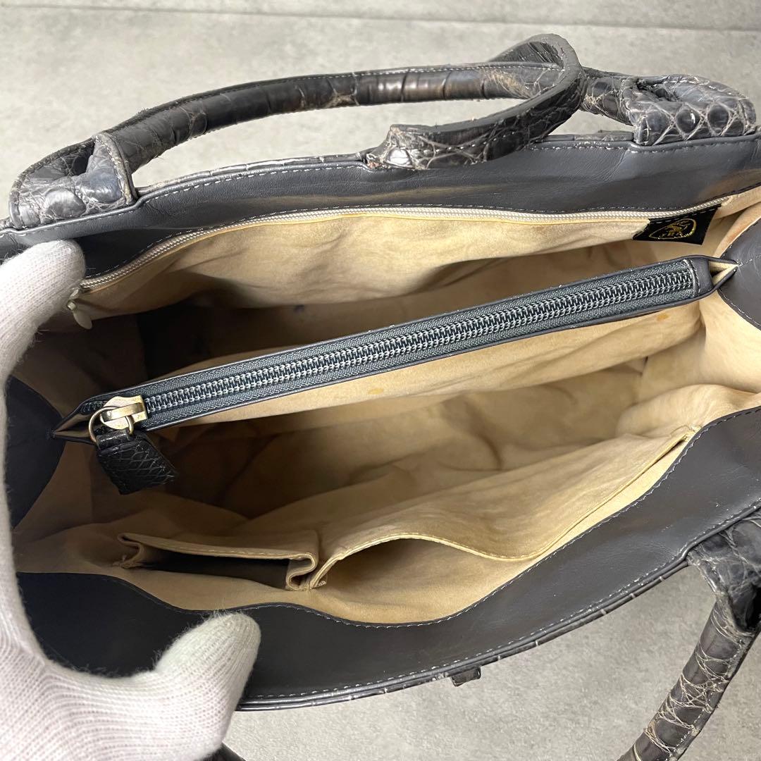 極希少 JRAクロコダイル マット トートバッグ センター取り グレー