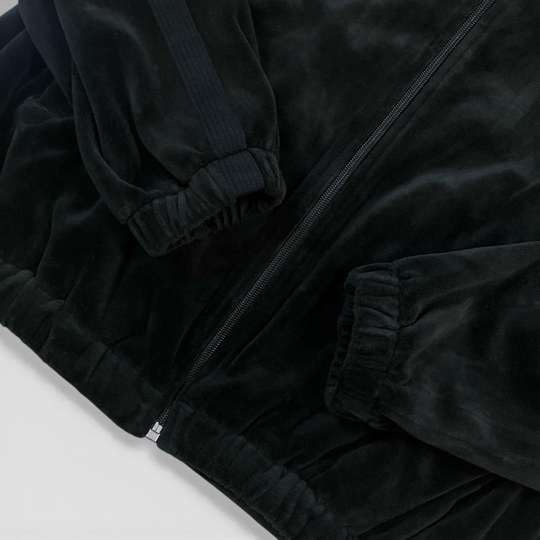 AVIREX ベロア トラックジャケット 黒 セットアップ 上下 ロゴ 刺繍 L