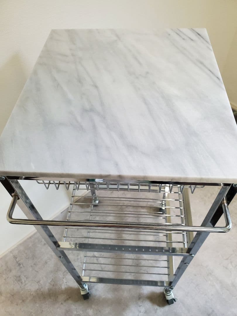 マーブルトップトローリー　大理石天板 スチール製キッチンワゴン　S