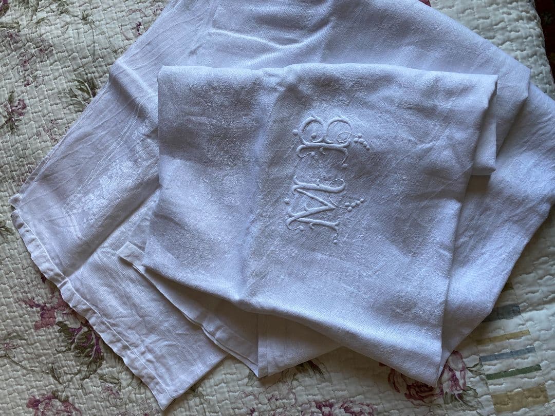 フランス　アンティーク　コットン　テーブルクロス