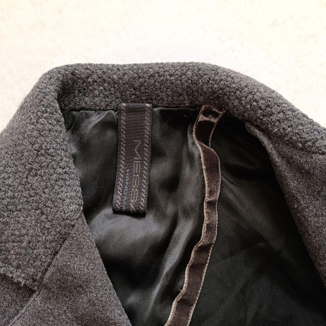 MESSAGERIE ウールチェスターコート　ロング　異素材切替　グレー