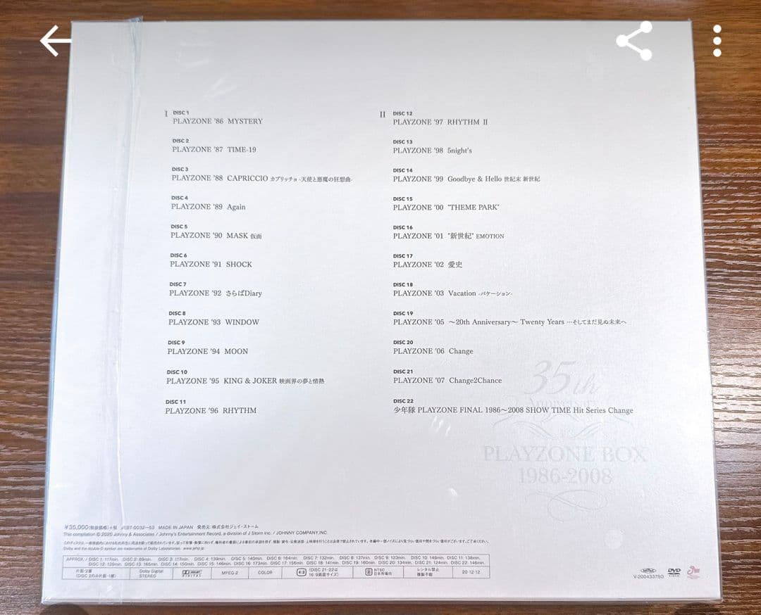 少年隊 35th anniversary playzone box&CD