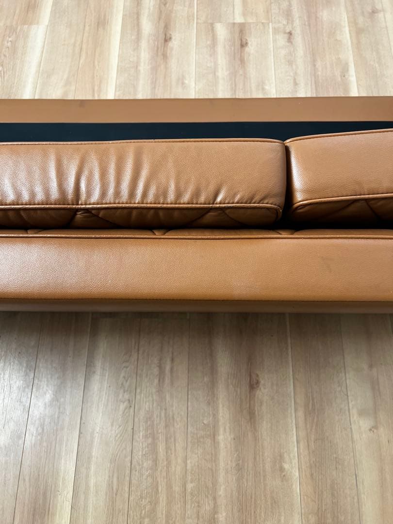 【カリモク60】ロビーチェア　3シーター　キャメル　※希少モデル