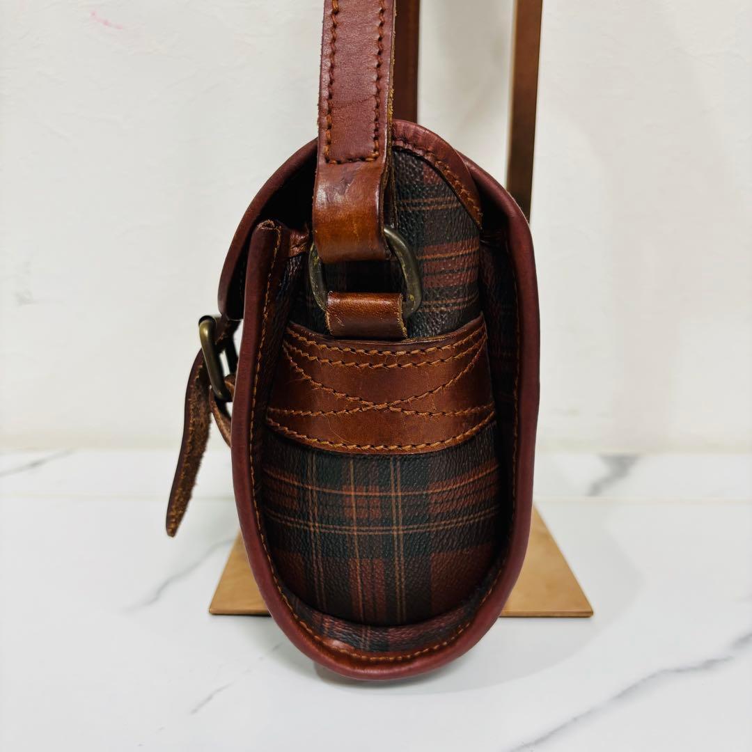 ヴィンテージ ポロ ラルフローレン チェック カバン ショルダーバッグ ブラウン