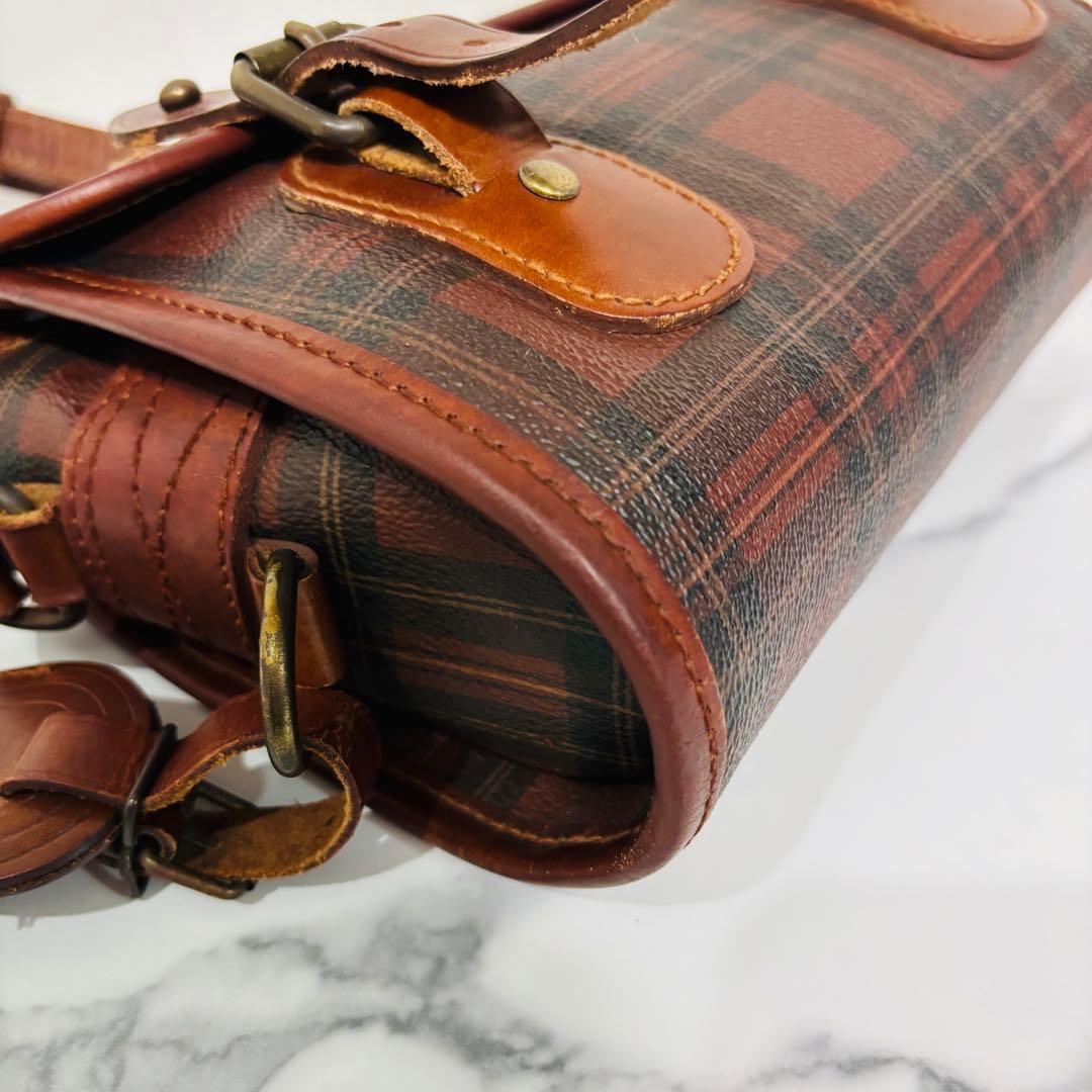 ヴィンテージ ポロ ラルフローレン チェック カバン ショルダーバッグ ブラウン