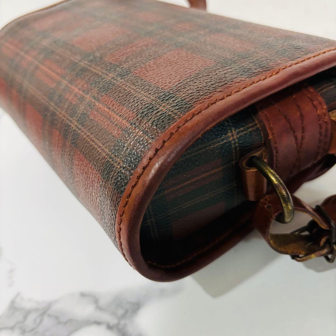 ヴィンテージ ポロ ラルフローレン チェック カバン ショルダーバッグ ブラウン