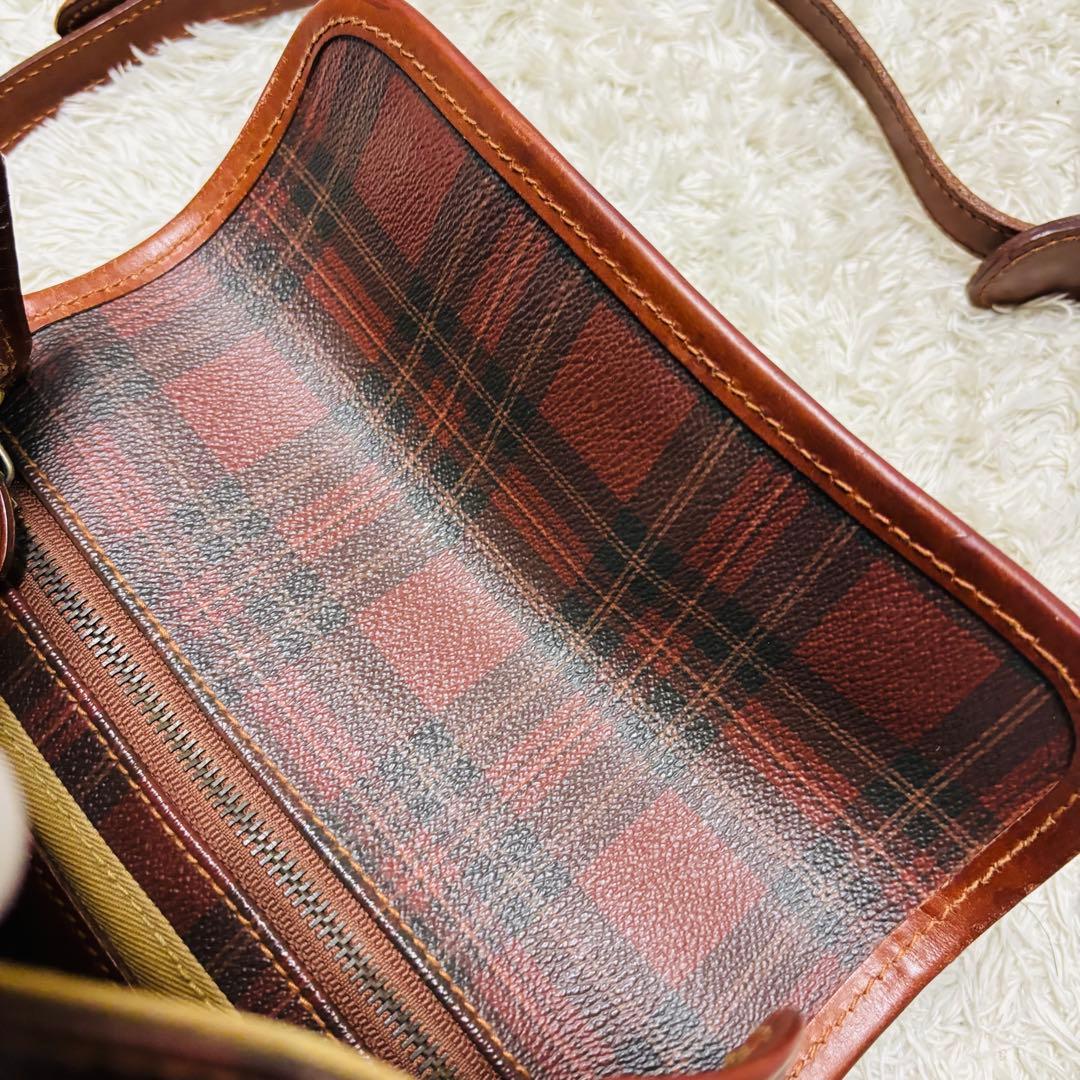 ヴィンテージ ポロ ラルフローレン チェック カバン ショルダーバッグ ブラウン